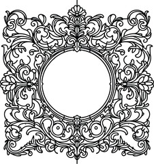 frame decoration, in continuous line drawing minimalist style, baroque frame, art deco frame, art nouveau frame , victorian frame ,