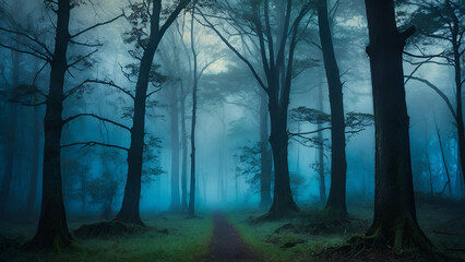 Obraz premium misty morning in the forest