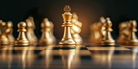 Gold queen is the leader of the chess in the game - obrazy, fototapety, plakaty