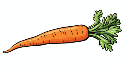 Freehand drawn black and white cartoon carrot freehand