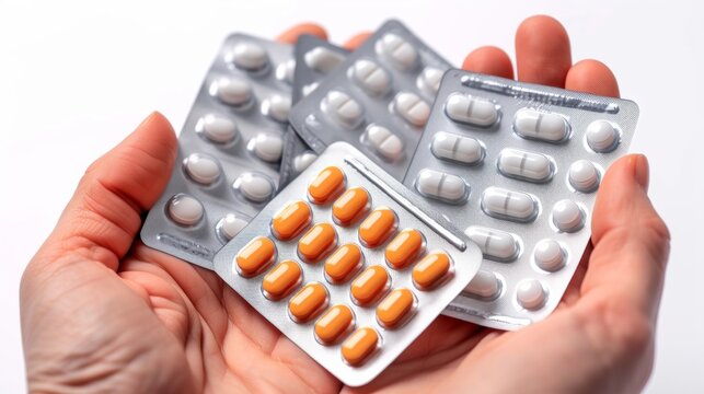 Medicine pill drug tablet in blister pack closeup view