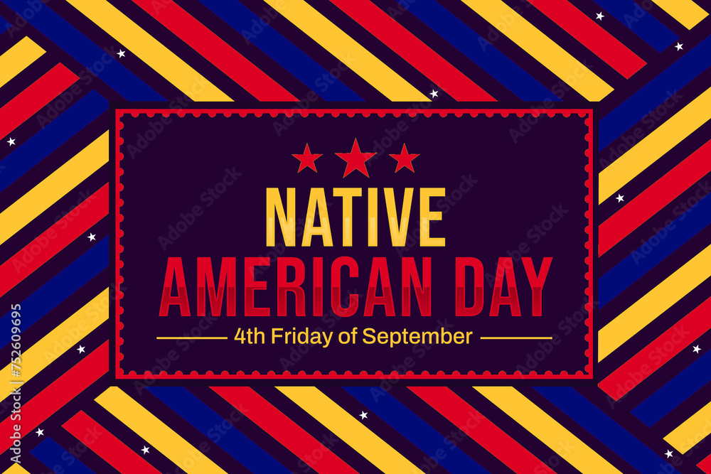 Poster native american day colorful background with shapes and typography. 4th friday of september is obser