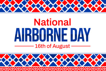 National Airborne Day Patriotic backdrop with traditional style border and shapes.