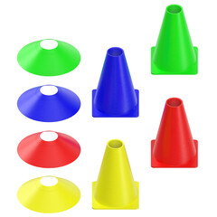 3D rendering illustration of some soccer cones