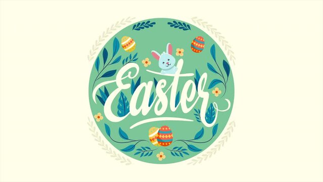 Animated happy easter day lettering. Suitable for invitation, social media post, banner, reel, story.