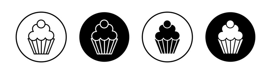 Cupcake flat line icon set. Cupcake Thin line illustration vector