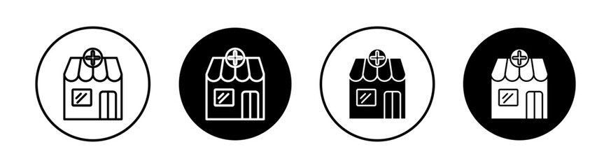 Fototapeta premium Pharmacy flat line icon set. Pharmacy Thin line illustration vector