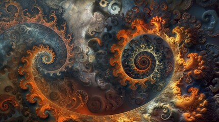 Golden fractal loops with a harmonious color transition and captivating depth