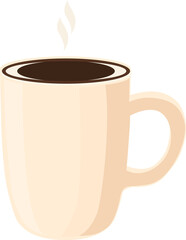 Coffee Cup with Fresh Hot Black Coffee, Coffee Time. Coffee Time Concept. Illustration , PNG