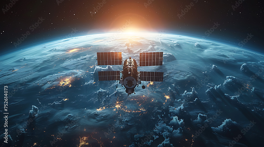 Poster telecommunication satellite providing global internet network and high speed data communication. sat