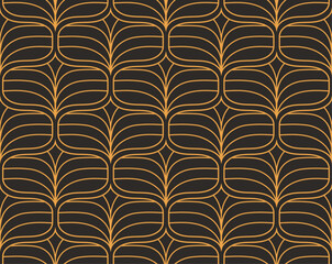 Damask organic leaves seamless pattern. Vector retro style background print. Decorative flower texture. - 752614630