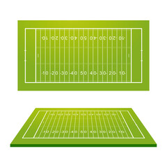 American Football Field. Sports stadium scheme on green background in top and side view. Vector EPS10