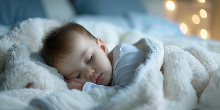 Infant sleeping on bed