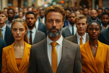 Diverse group of joyful businesspeople representing various cultures