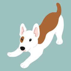 Simple and cute playful Bull Terrier illustration flat colored