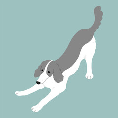 Simple and cute playful Borzoi dog illustration flat colored