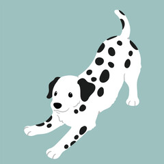 Simple and cute playful Dalmatian dog illustration flat colored