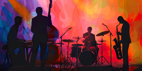 Fototapeta na wymiar Jazz Band playing on Stage
