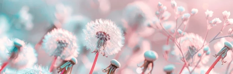 Fotobehang dandelions on a field of white flowers Generative AI © SKIMP Art