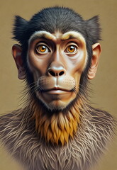 Man and monkey portrait evolution concept