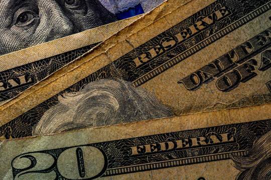 USD money banknotes, detail photo of US dollars