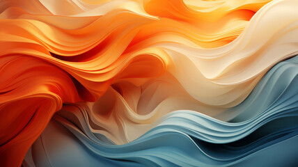 Obraz premium Dynamic blend of warm and cool tones in a wavy abstract design