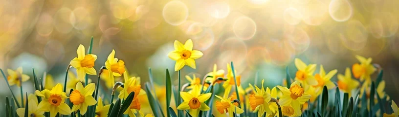 Foto op Aluminium a photo of yellow daffodils from a large arrangement Generative AI © SKIMP Art