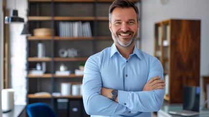 Fototapeta premium middle aged man looking at camera smiling