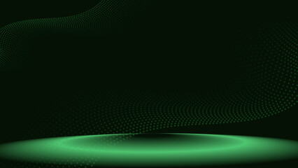 Geometric Abstract Background isolated in dark green ,wave  line design. Technology futuristic concept. Horizontal banner or wallpaper template. Suit for cover, header, poster, banner, web