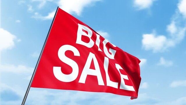&rdquo;BIG SALE&rdquo;表記の旗のループ素材