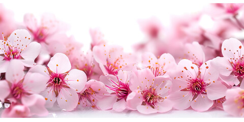 Spring border background with beautiful pink flower, illustration