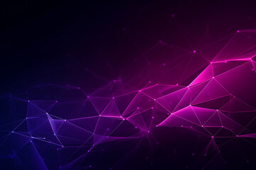 Vibrant purple pattern of geometric shapes background. Colorful light connection. Generative AI.
