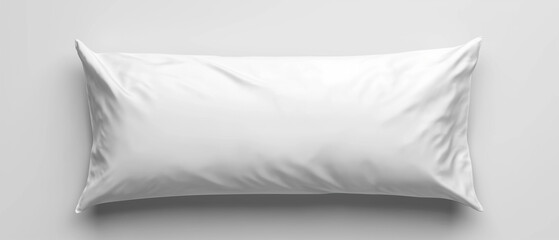 Panoramic top view of a white pillow isolated on white background. Generative AI.