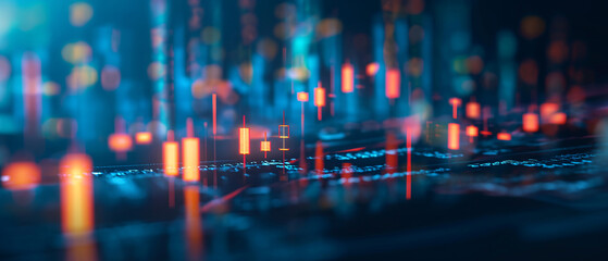 Colorful abstract representation of stock market data. Generative AI.