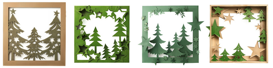 Obraz premium Christmas Tree Paper Cutouts Frame