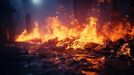 Gardinen Abstract fire flames on dark background. © WaniArt