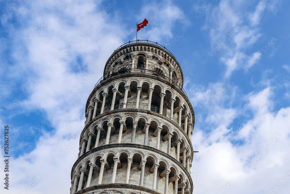 Sticker close up of the leaning tower of pisa, tuscany region, central italy