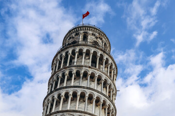Close up of the Leaning Tower of Pisa, Tuscany region, central Italy