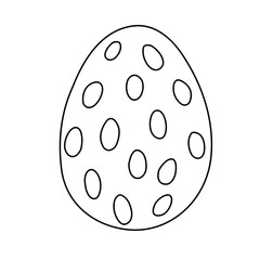 Ester egg with spots or oval geometric pattern, doodle style flat vector outline for coloring book