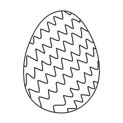 Ester egg with zig zag geometric pattern, doodle style flat vector outline for coloring book