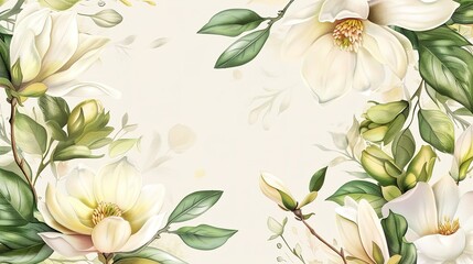 Minimalist floral wedding invitation card template design, generative ai
