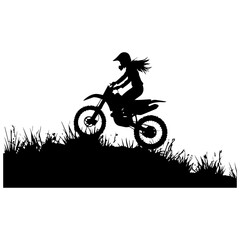 Obraz na płótnie Canvas mountain motor biker girl silhouettes. vector illustrator.