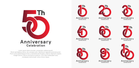 anniversary logotype vector design with red and black color for celebration moment - obrazy, fototapety, plakaty