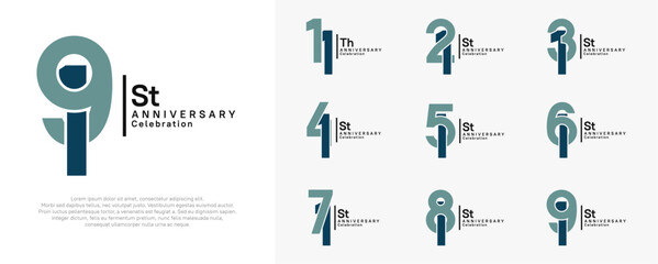 anniversary vector design set with blue color can be use for special moment