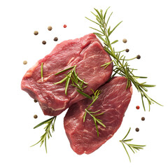 beef steak with rosemary and papercorns isolated on transparent background generative ai
