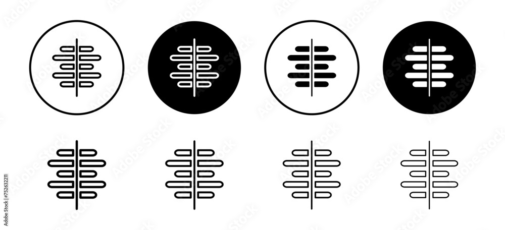 Poster center align vector icon set collection. center align outline flat icon.