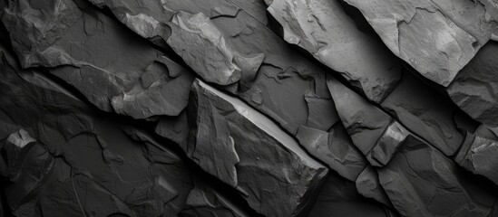 This black and white image showcases a collection of rocks, varying in size and shape. The...