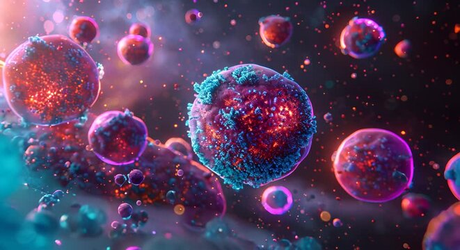 Rendering of nanoparticles targeting cancer cells in the body