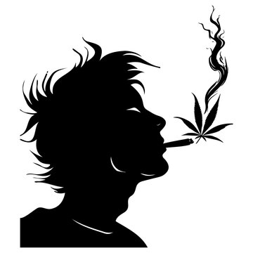 smoking cannabis silhouettes. vector illustrator.