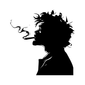 smoking cannabis silhouettes. vector illustrator.